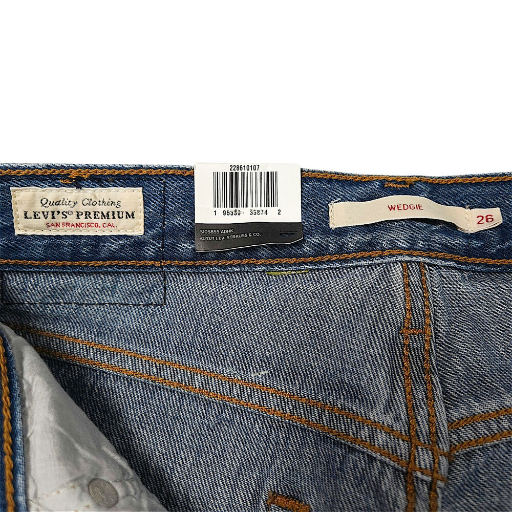 Levi's Wedgie Straight Jeans High Rise Button Fly Distressed Athens Asleep 26x27 - Picture 7 of 12